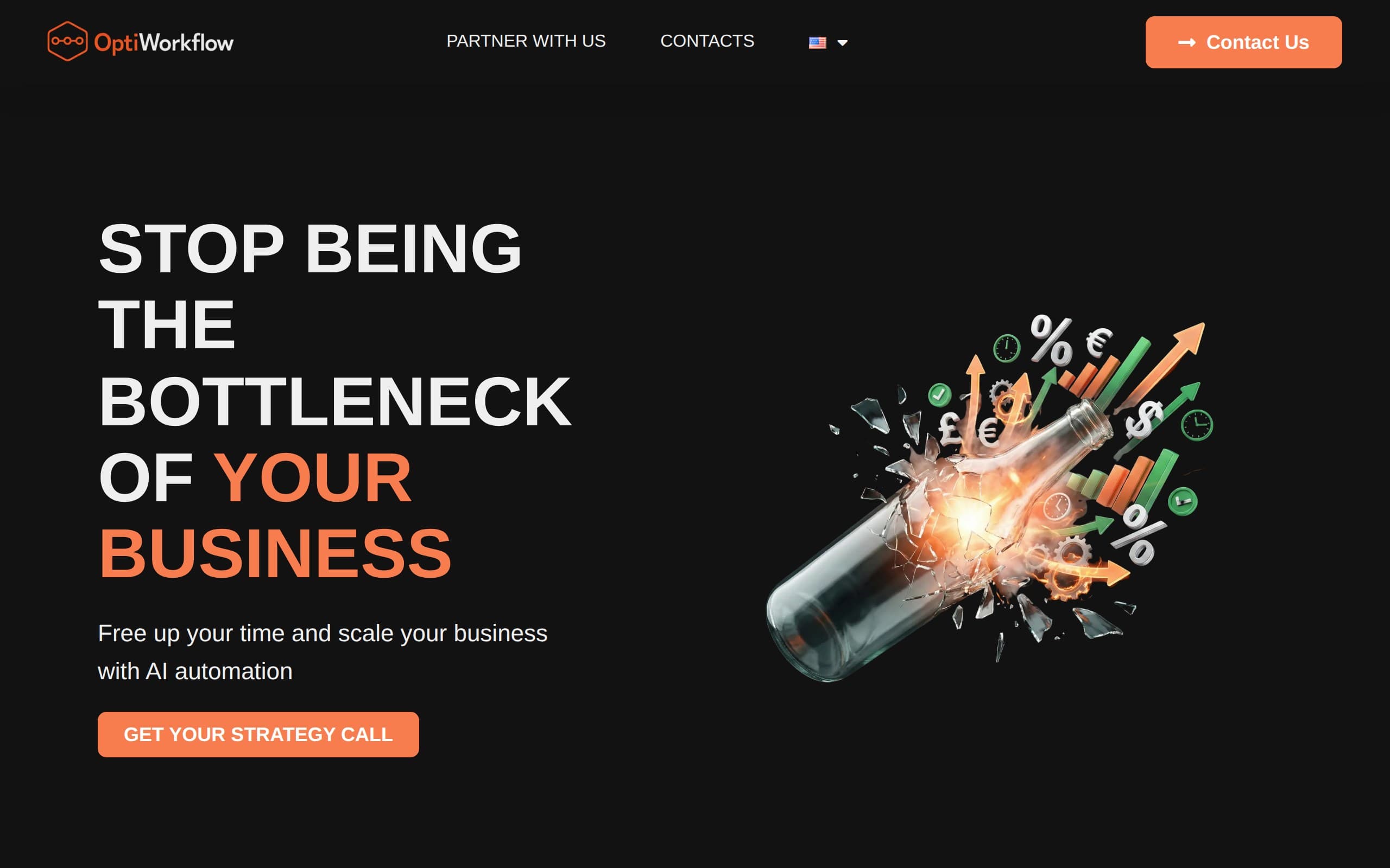 Screenshot of the OptiWorkflow homepage